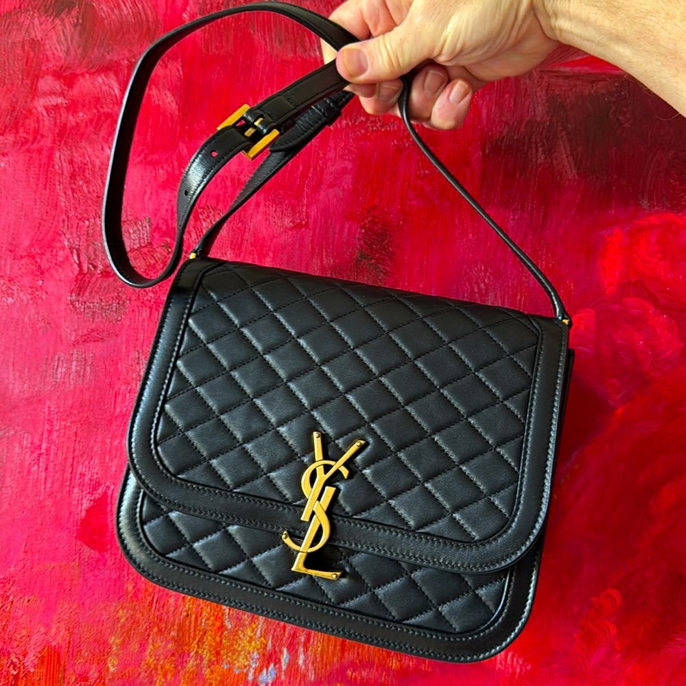 Saint Laurent *NEW* Lambskin Leather Black Crossbody Bag with Dust Cover
